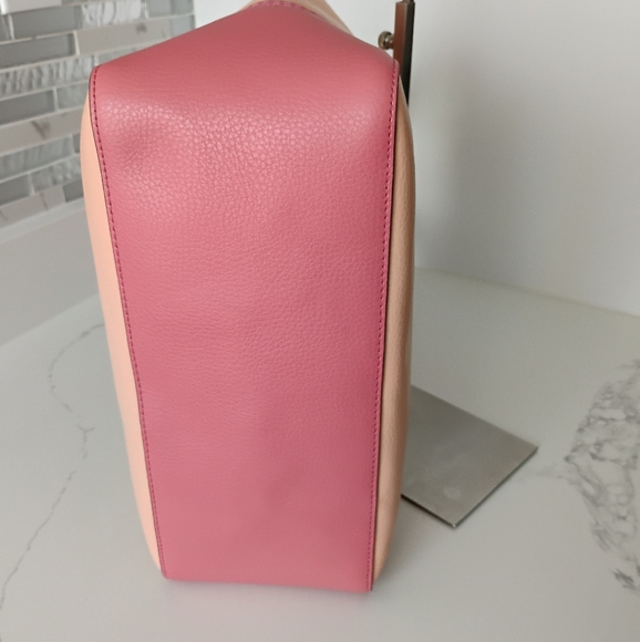 Coach Horse & Carriage Tote - LIKE NEW Tan and Salmon Pink (MSRP $398) - Picture 7 of 16